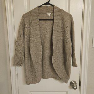 Sonoma 3/4 Sleeve Embroidered Open Front Sweater
